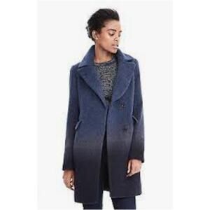 Banana Republic Blue to Navy Ombre Wool-Blend Coat XL Double Breasted Classic